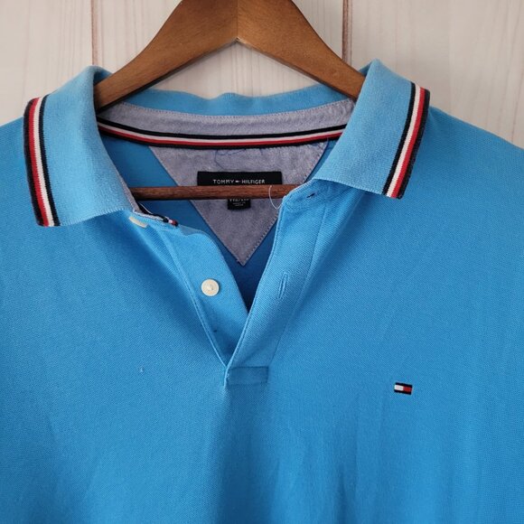 Vintage 90’s Y2K Tommy Hilfiger Men’s XXL Polo Short-Sleeve Shirt, Blue, EUC - Picture 2 of 11